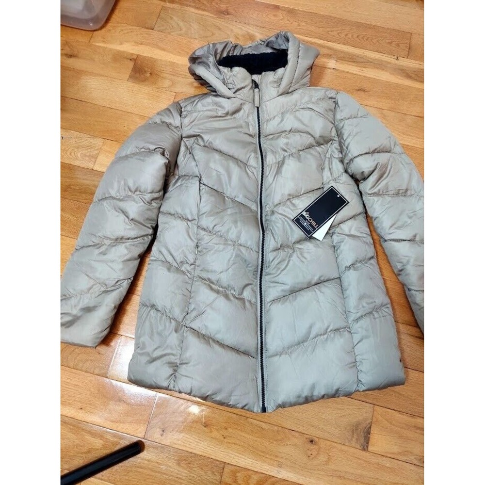 Big Chill Women's Chevron Puffer w/ Lined Collar Med/Dark Beige Hooded Small New